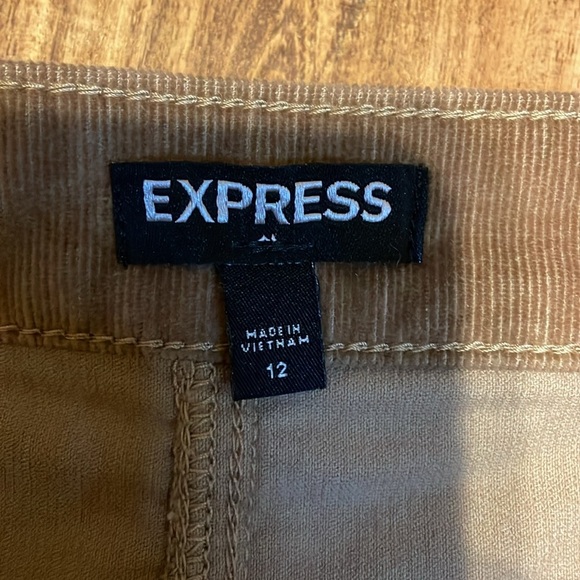 Express women’s skirt 12 large mini corduroy tan stretch pockets basic staple - Picture 4 of 9